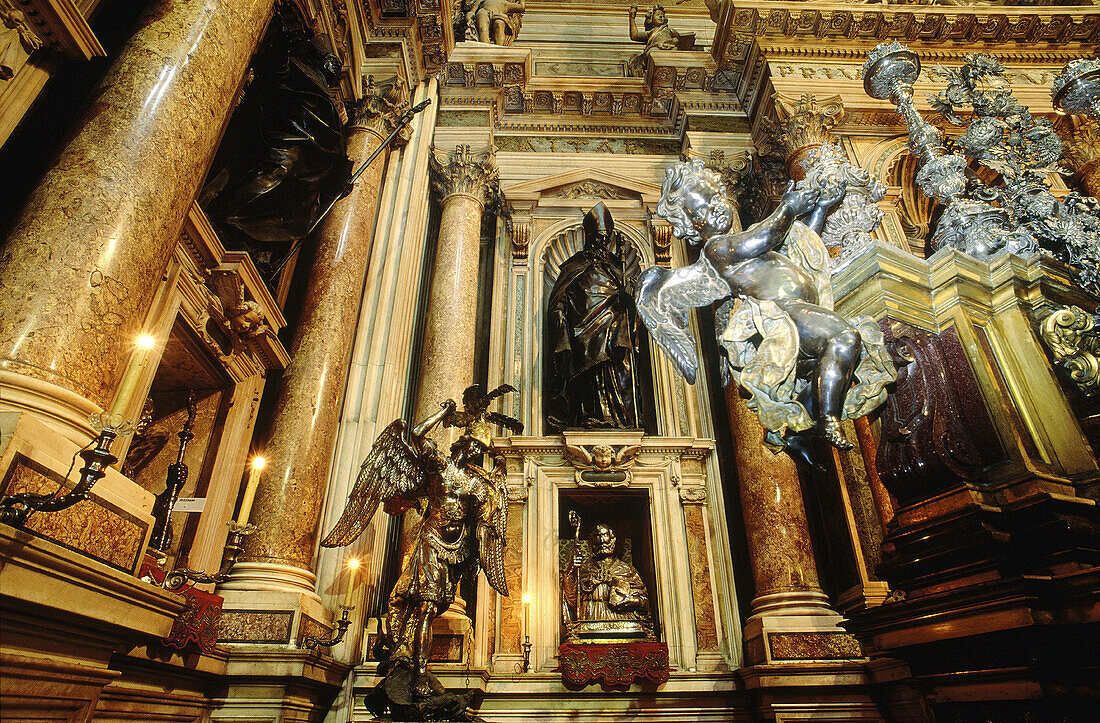 Interior of the Baroque style chapel of San Gennaro at the Duomo ( cathedral ). Naples. Italy