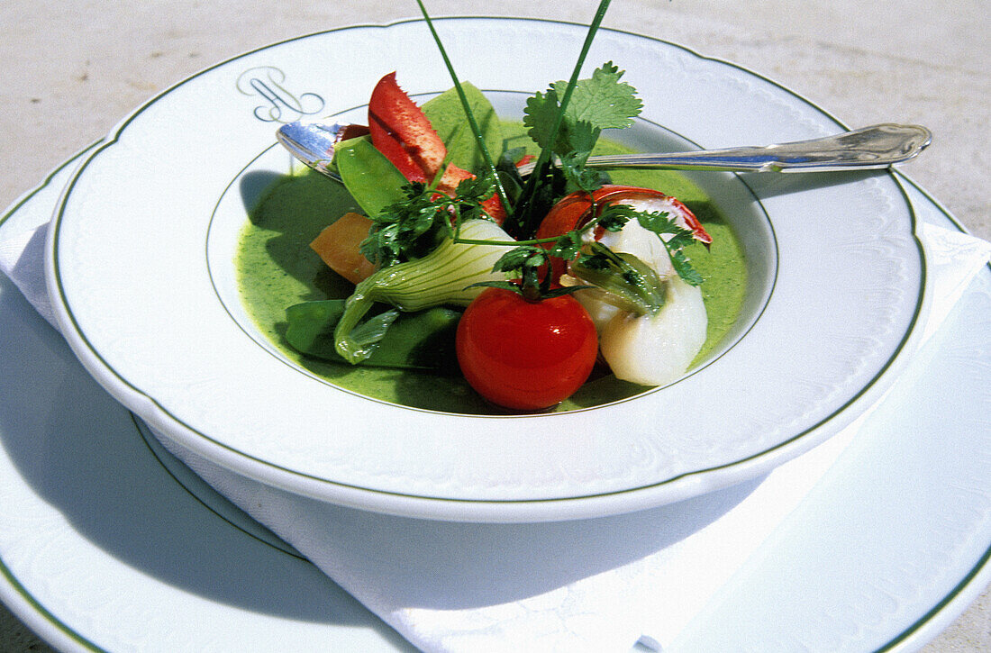 Dish by Francis Maignaut, Chef in Chateau d Artigny Hotel. Touraine (Chateaux country). Val-de-Loire. France