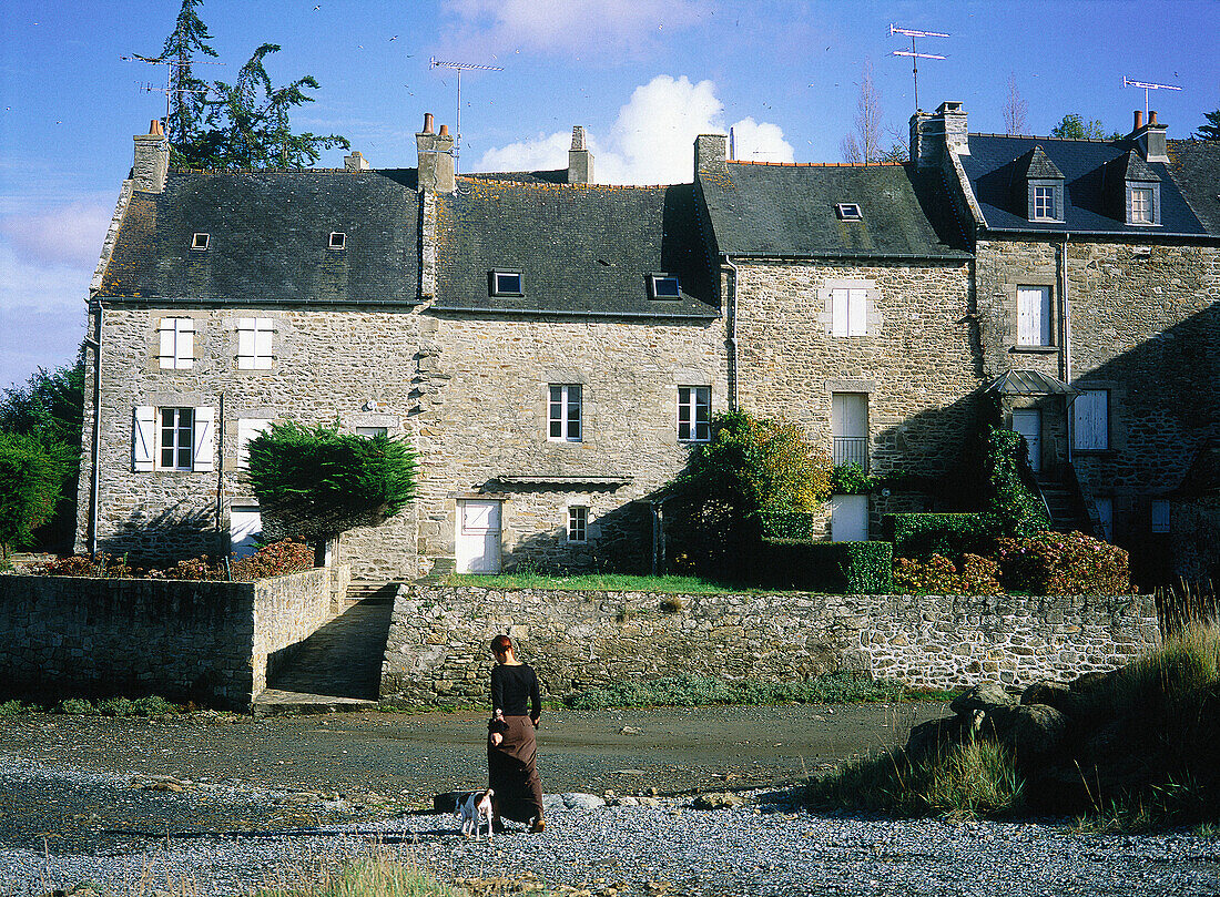 Granite stone typical houses. Saint Cas Le Guido. Cotes d Armor. Brittany. France