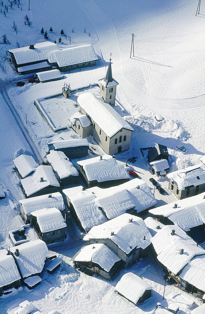 Small hamlet near La Plagne sky resort. Savoie, Alps. France