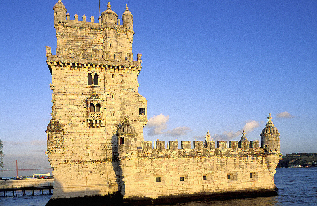 Belem Tower, built on Tagus river from 1515 to 1525. Lisbon. Portugal