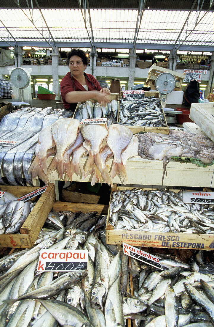 Fish stall at market. Lisbon. Portugal