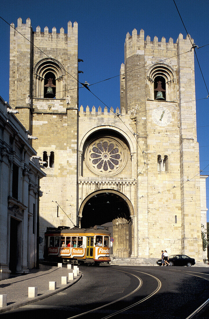 Se Cathedral and tramway. Lisbon. Portugal