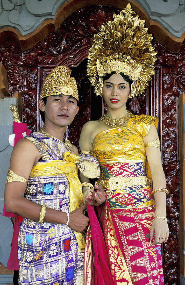 Traditional wedding ceremony in a private house. Bali Island. Indonesia