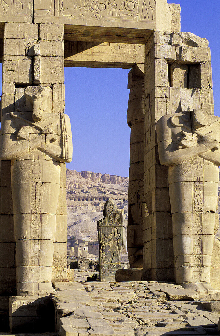 The Ramasseum, temple built by Pharaoh Ramses II. West Bank. Luxor. High Egypt. Egypt