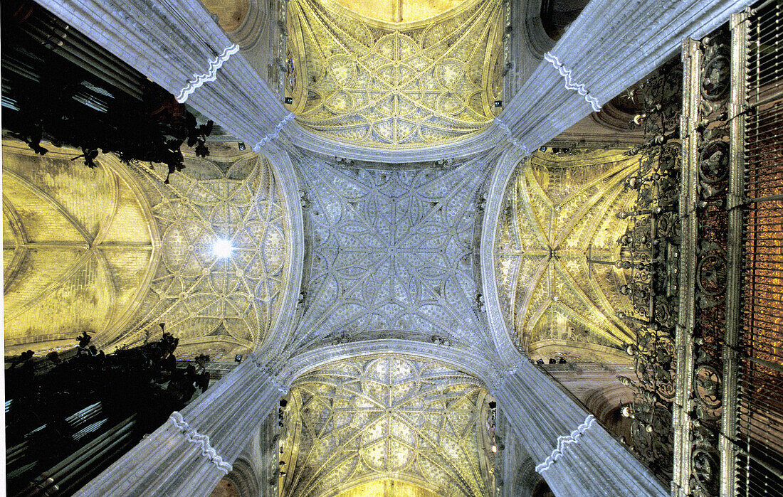 Gothic vaults of cathedral. Sevilla, Spain