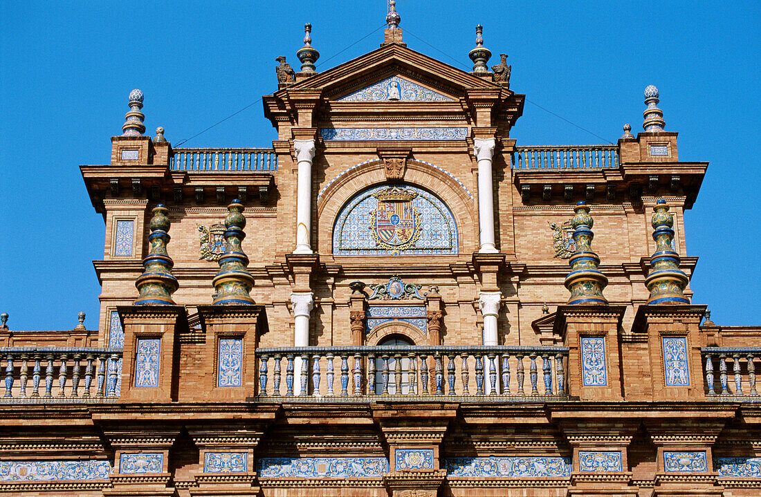 Detail of Plaza de España in Seville. Andalusia. Spain