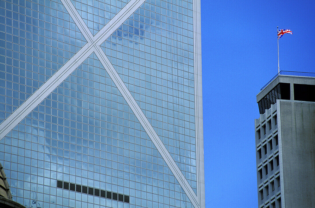 Detail of Bank of China (by I.M. Pei) building facade. Hong Kong. China