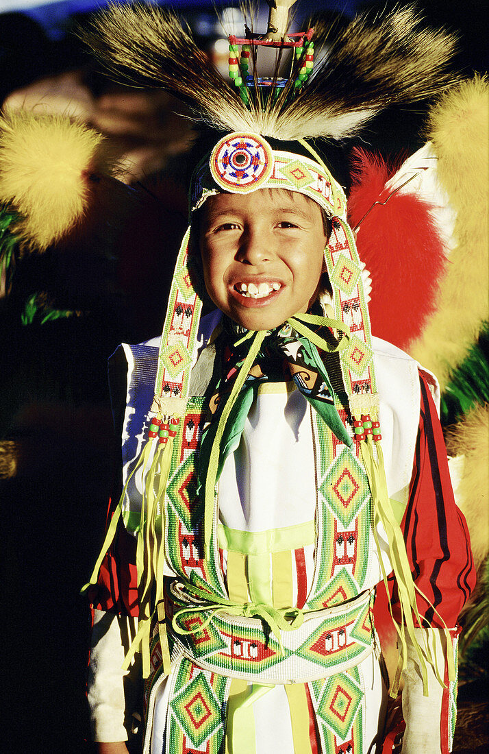 Navajo boy in traditional costume. Arizona. USA