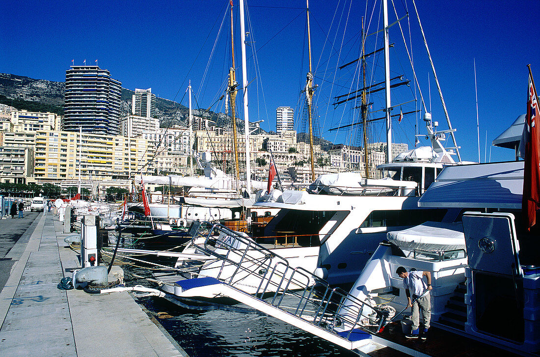 Yachts moored in the marina. Cannes (alpes maritimes, 06). Cote d azur. France