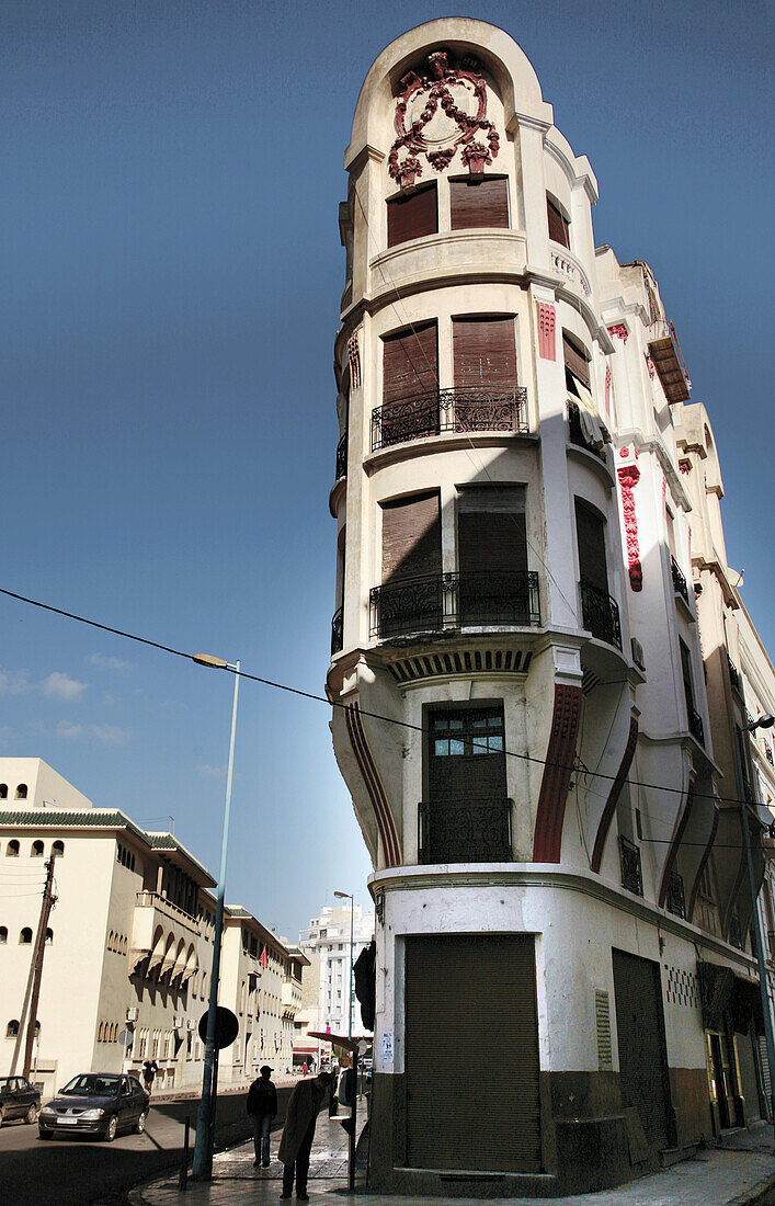 Art deco nouveau arabisant buildings in the center of Casablanca. Morocco.