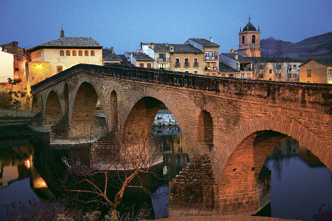 Medieval bridge, Puente la Reina. Road to Santiago, Navarra, Spain