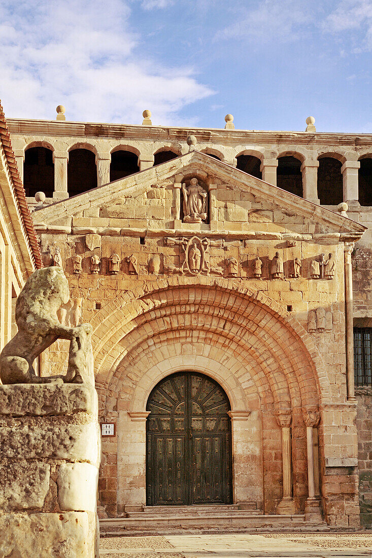 Main entrance to the Colegiata (XII-XIIIc.) at Santillana del Mar. Cantabria. Spain.