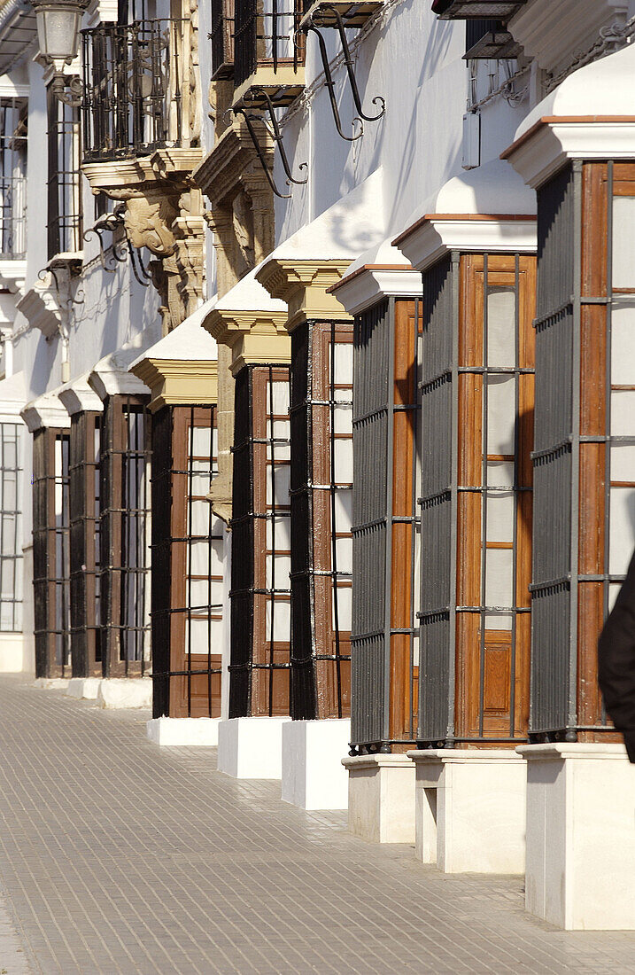 Balkone in der Calle Sevilla. Osuna. Provinz Sevilla. Andalusien. Spanien