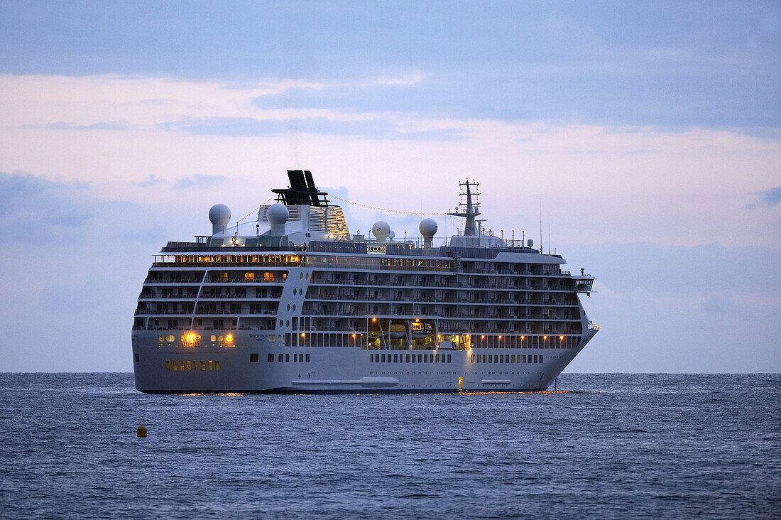 Cruise liner in the bay of Hendaye. Aquitaine, France