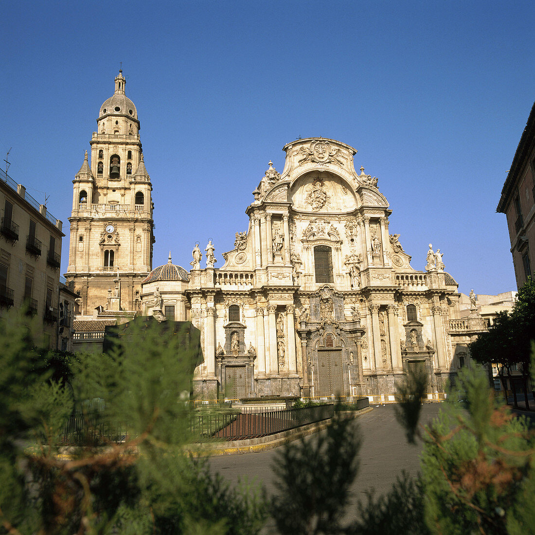 Main facada (baroque, 14th c.), Cathedral, Plaza Cardenal Belluga, Murcia, Spain