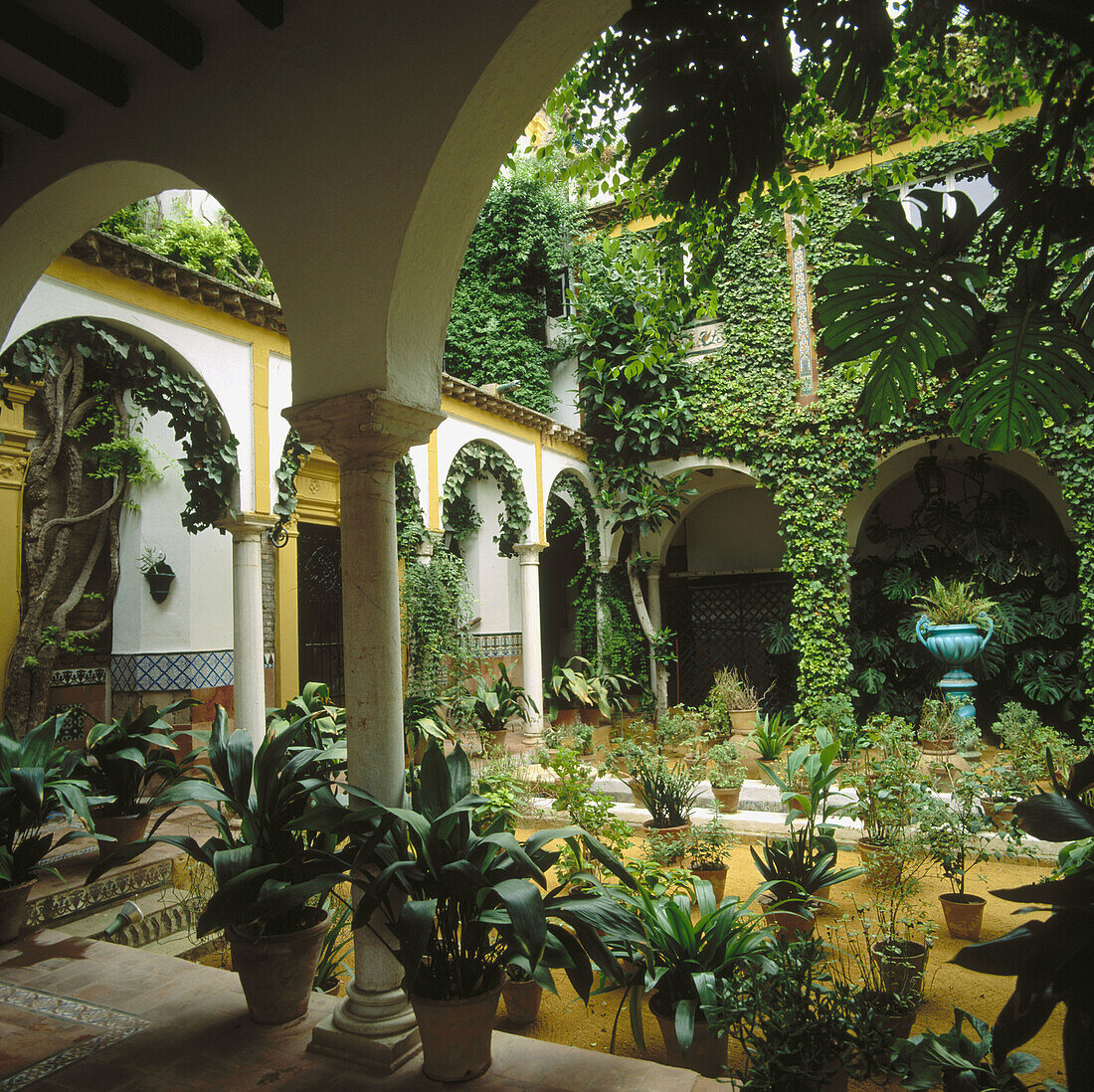 Innenhof, Callejón del Agua, Barrio de Santa Cruz, Sevilla, Spanien