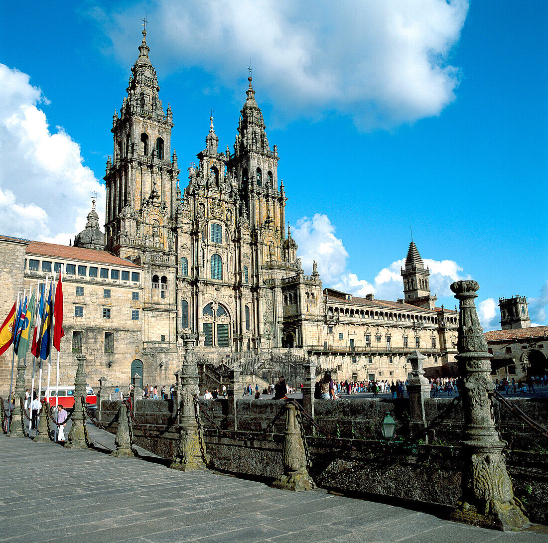 Plaza del Obradoiro und Kathedrale, Santiago de Compostela, Provinz La Coruña, Galicien, Spanien