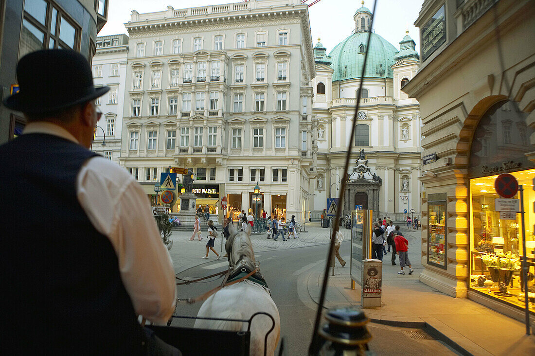 Coach ride. Graben, Peterskirche, Vienna. Austria