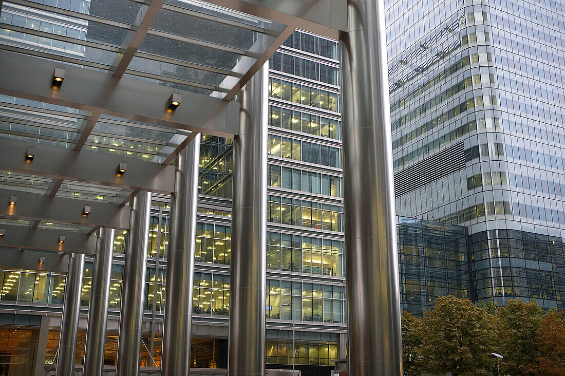 Office buildings in Canary Wharf, London. England, UK