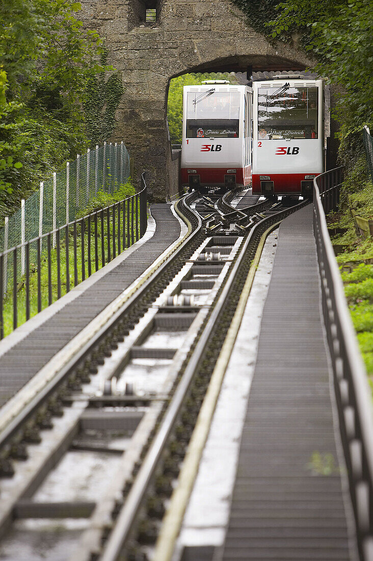 FestungsBahn funicular to Hohensalzburg, Salzburg. Austria