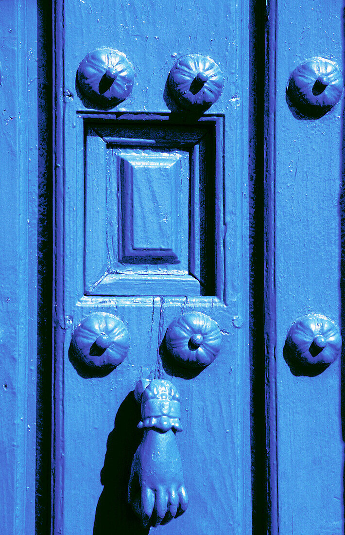 Blue door at Manuel de Falla s house on Alhambra Hill, Granada. Spain