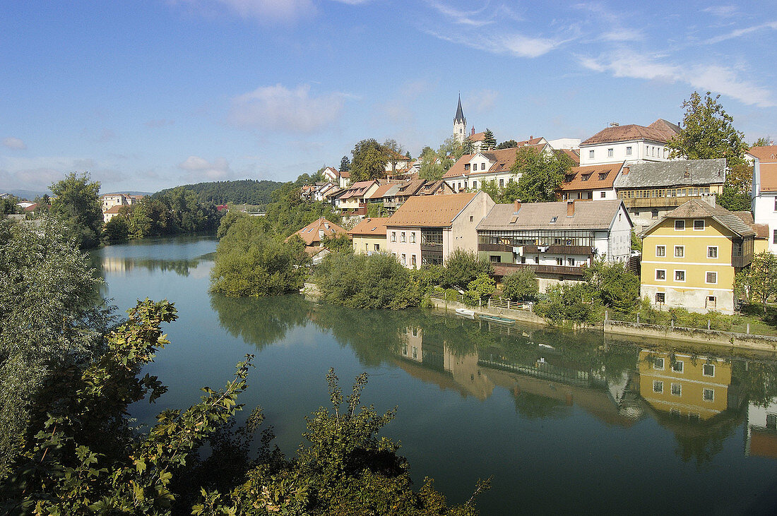 Novo Mesto on the Krka River. Slovenia