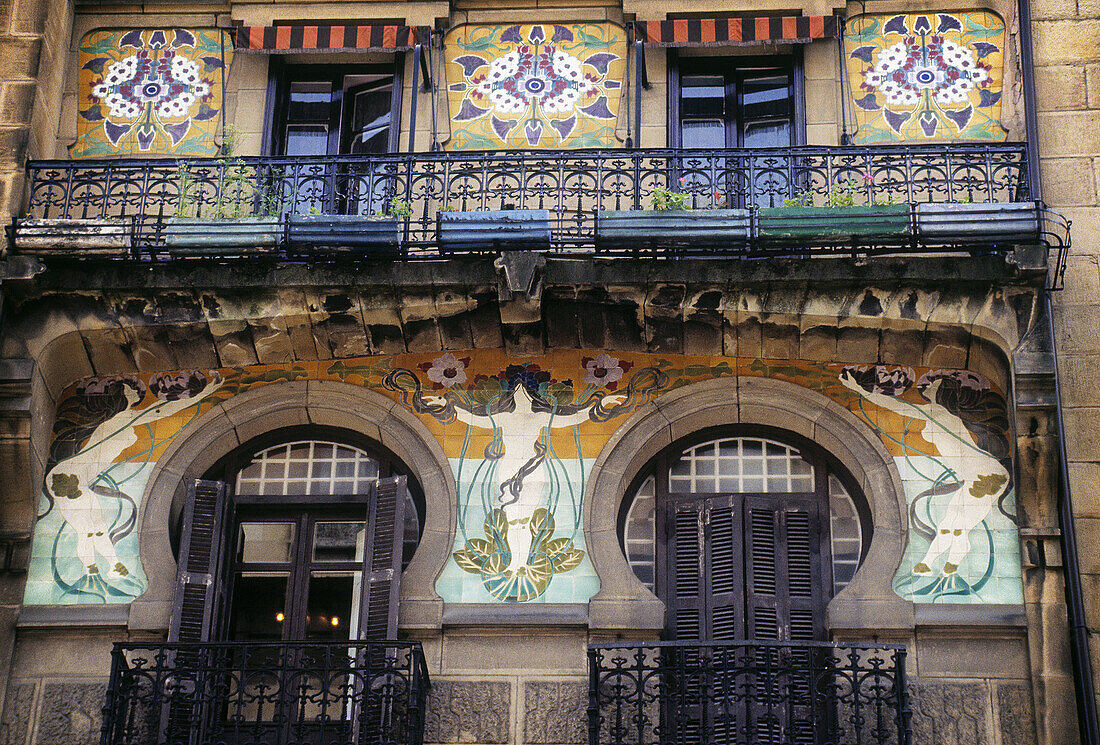 Art nouveau building facade. San Sebastián. Spain