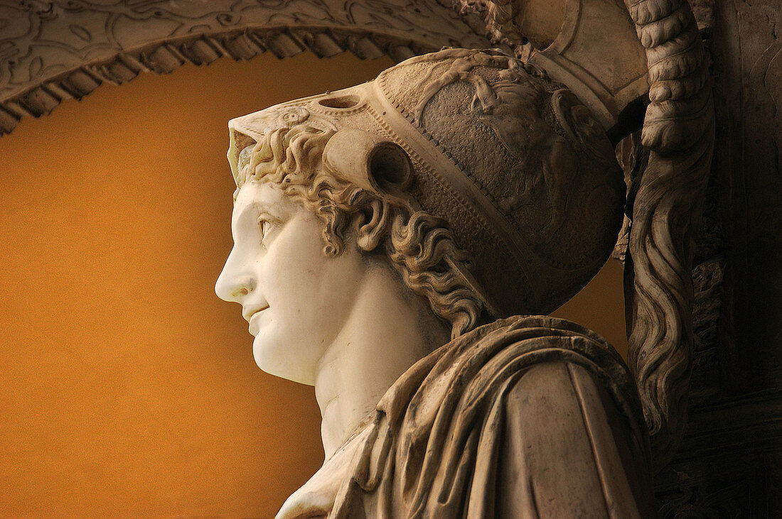 Detail of statue in main courtyard of Casa Pilatos. Sevilla. Spain