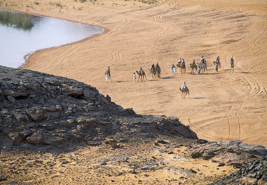 People near Wadi el-Sebua, Lake Nasser. Egypt