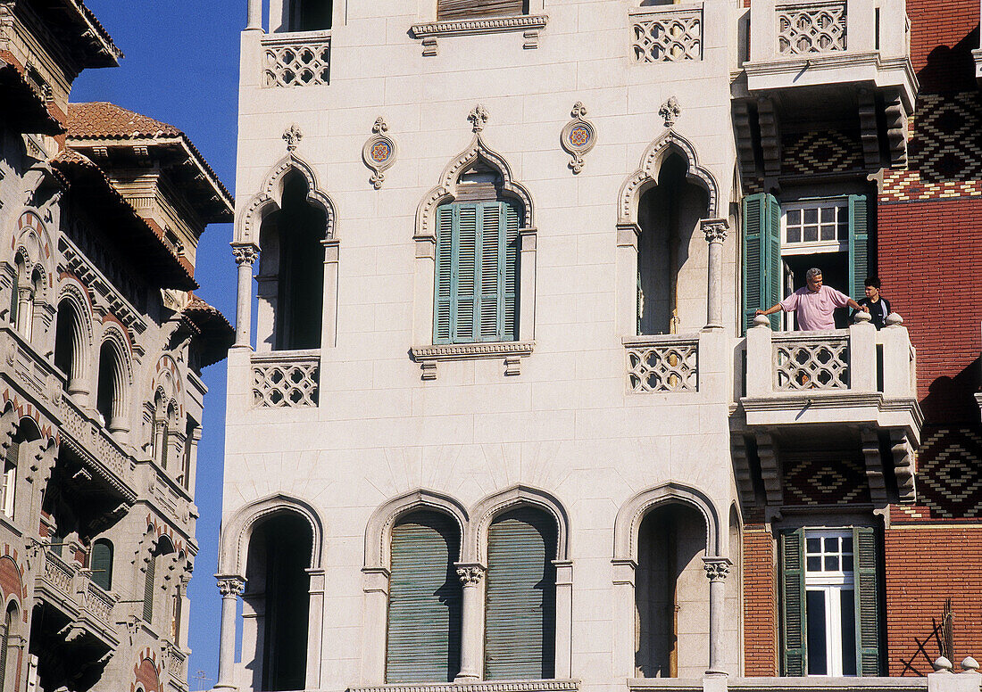 Old 1900 style housing buildings at Corniche area. Alexandria. Egypt