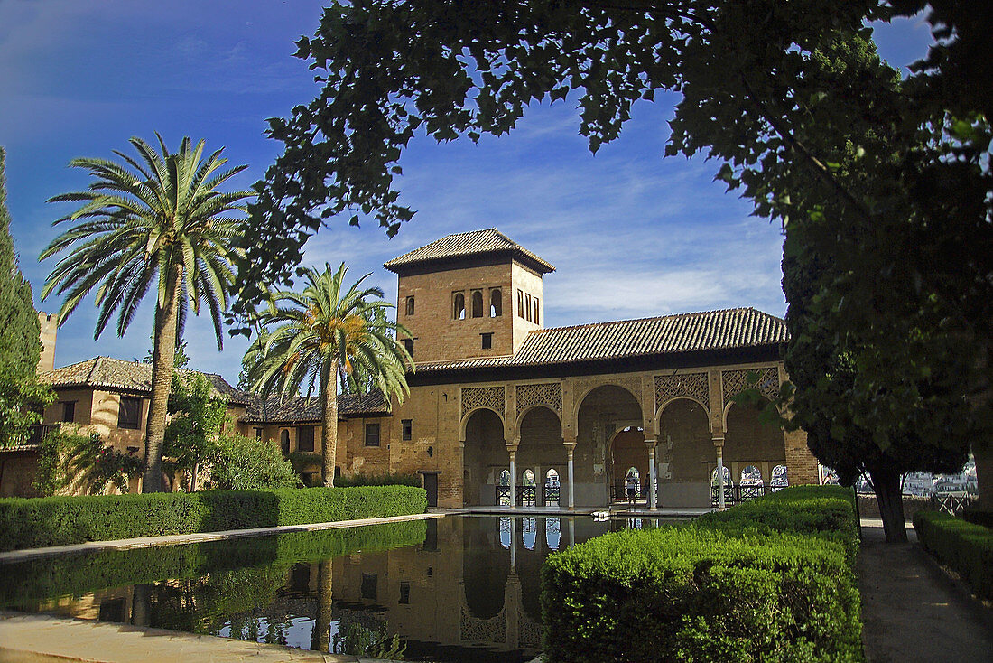 Spain. Granada. Portal s gardens in the Alhambra of Granada