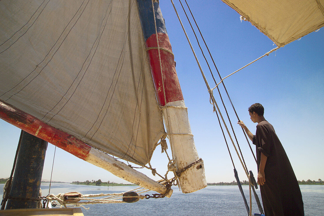 Sailing on the Nile river between Esna and Aswan. Egypt