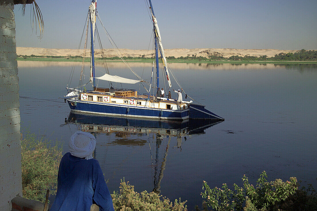 Egypt. Sailing on the Nile River near El Kab