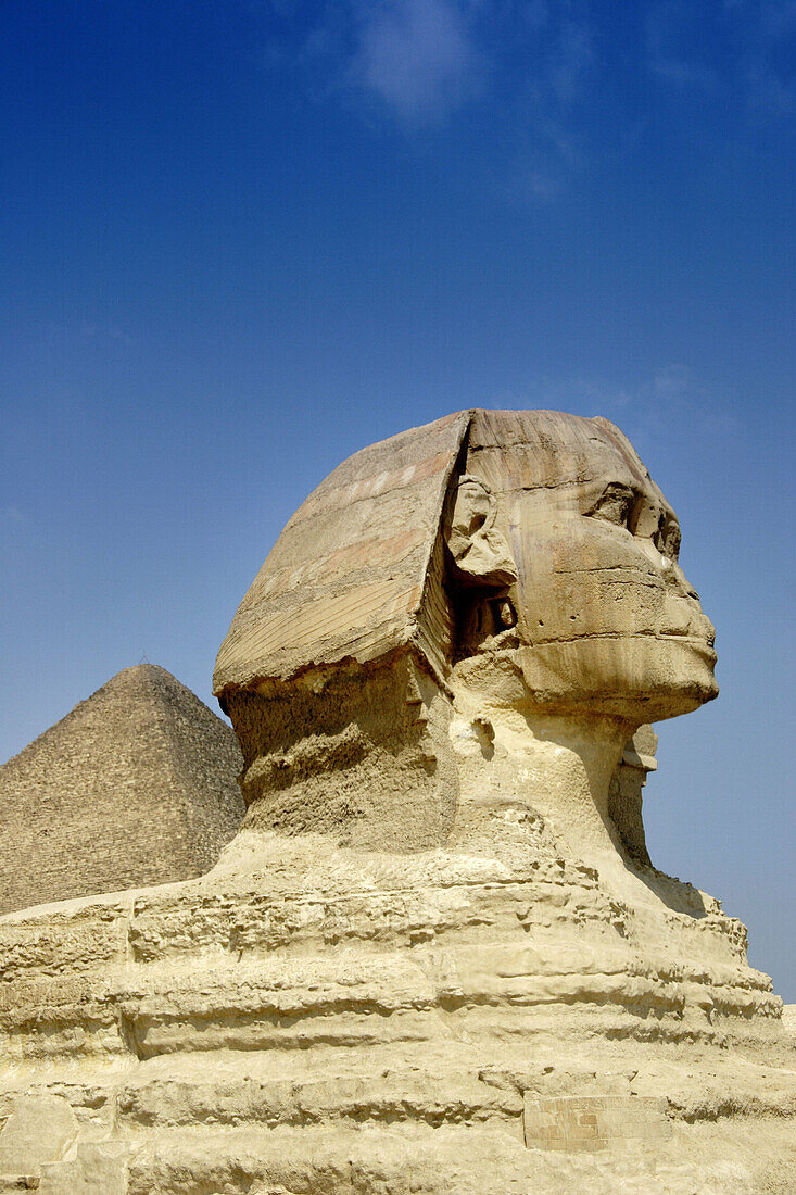 Sphinx and Keops Pyramid, Giza. Egypt