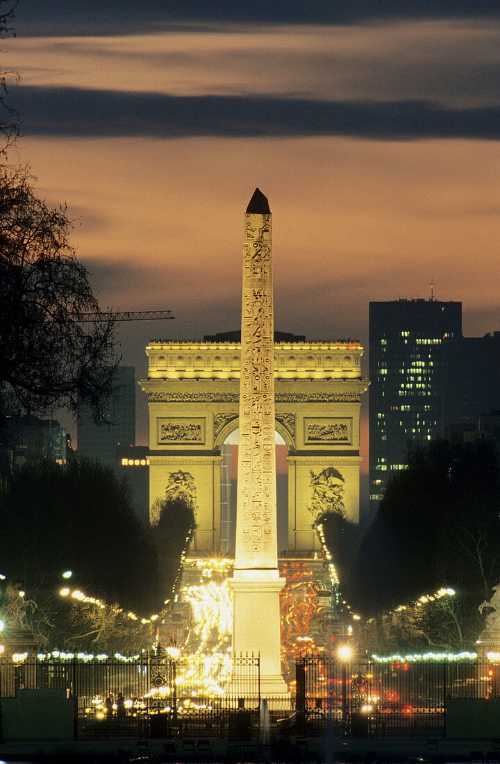 From Place de la Concorde to the Arc de Triomphe. Champs Elysées. Paris. France.