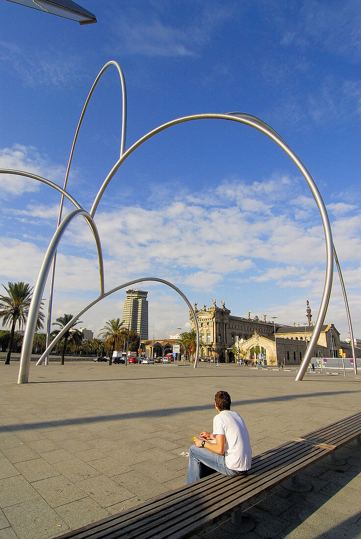 Ones sculpture by Andreu Alfaro at port, Barcelona. Catalonia, Spain (2003)