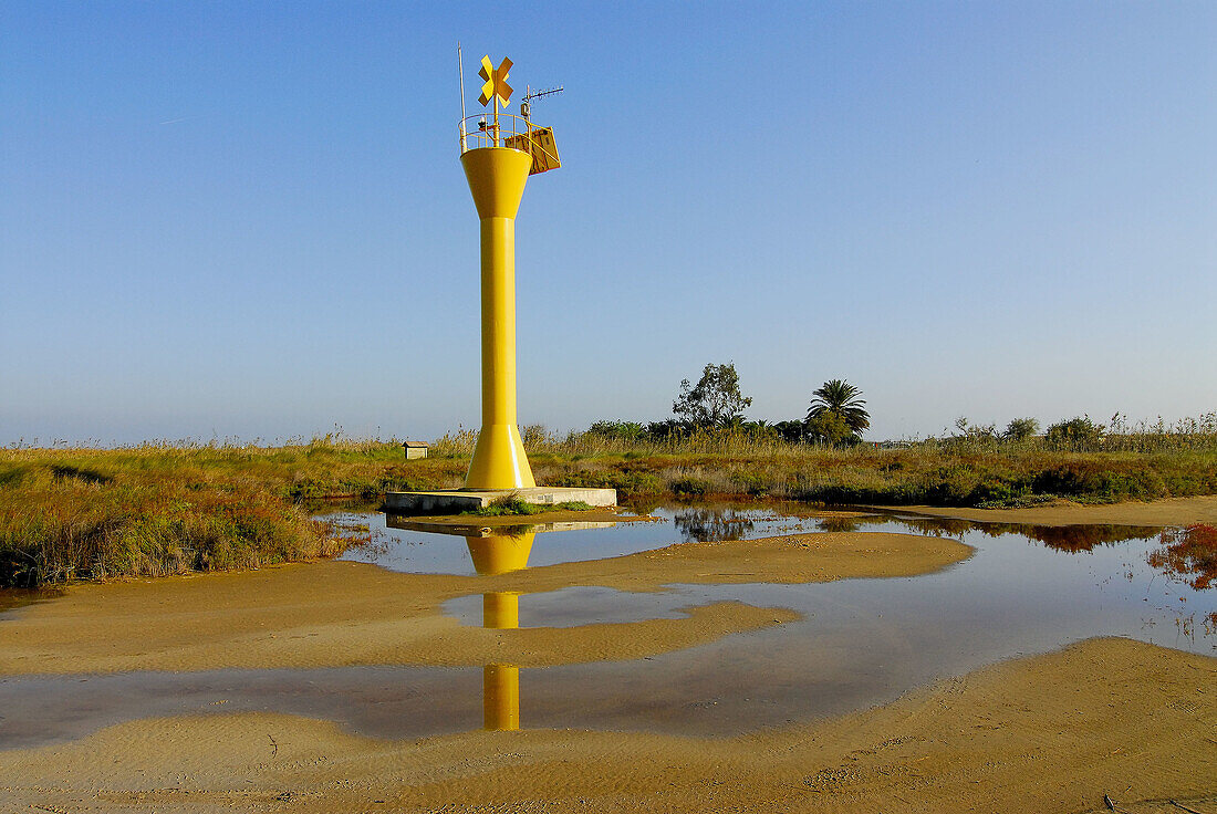 Beacon. Parque Natural del Delta del Ebro. Zona de El Garxal . Tarragona. Spain.