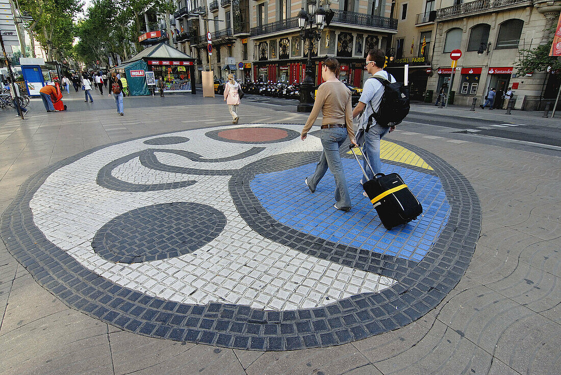 Spain. Barcelona. Las Ramblas. Mosaic by Joan Miró