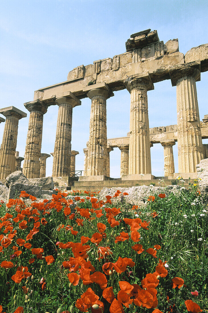 Italy. Sicily. Province of Trapani. Selinunte. Ruins of Greek temple from seventh century BC.