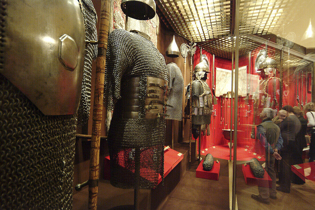 Moscow, Russia, Treasury Museum, Kremlin, armor room, precious metal, silver.