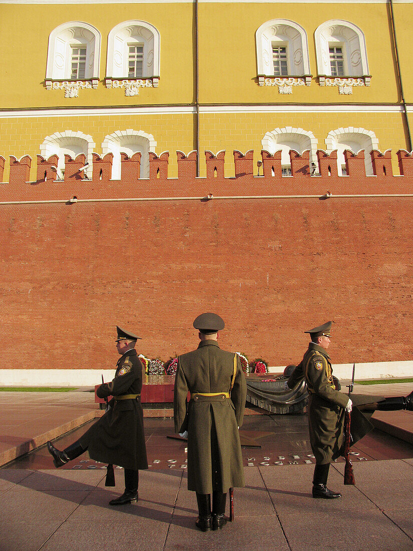 Moscow, Russia, Tomb of Unknow Soldier, outside Kremlin wall, changing of honor guard soldiers.
