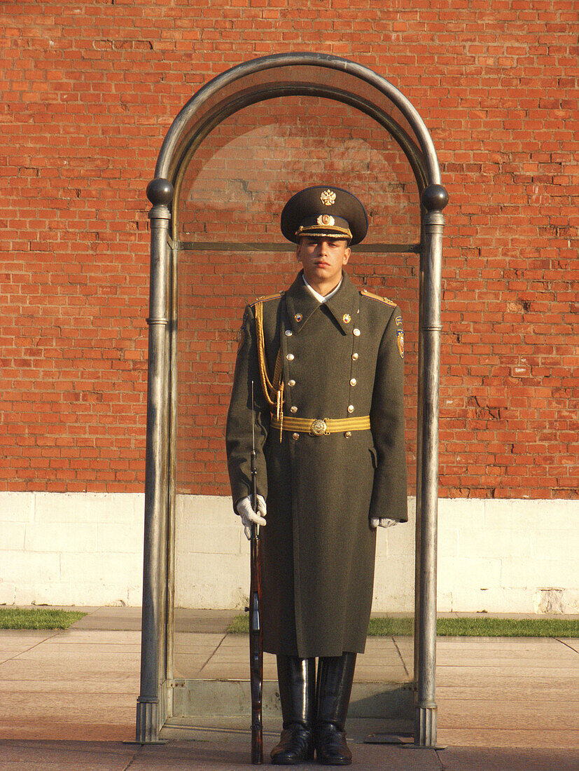 Moscow, Russia, Tomb of Unknow Soldier, outside Kremlin wall, changing of honor gaurd soldiers.