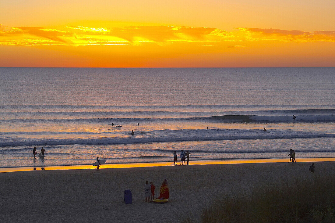 Abendstimmung am Strand von Carcans Plâge, Dept. Gironde, Frankreich, Europa