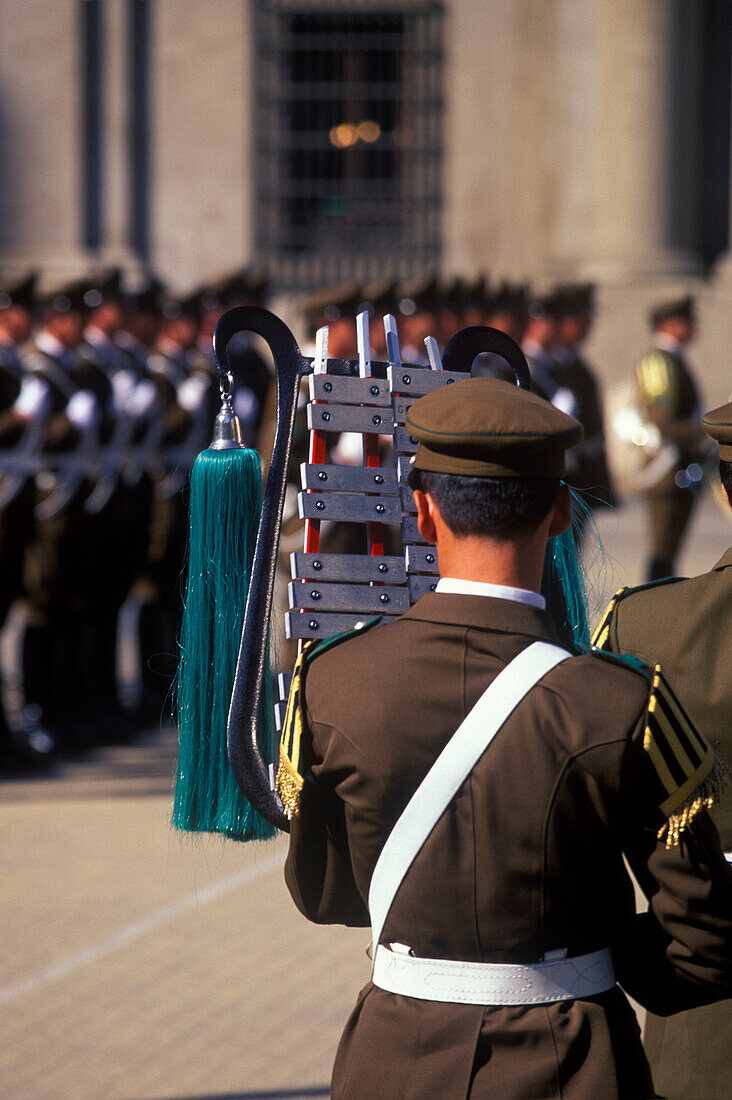 Military brass band, Changing of the guard, La moneda, Santiago, Chile.