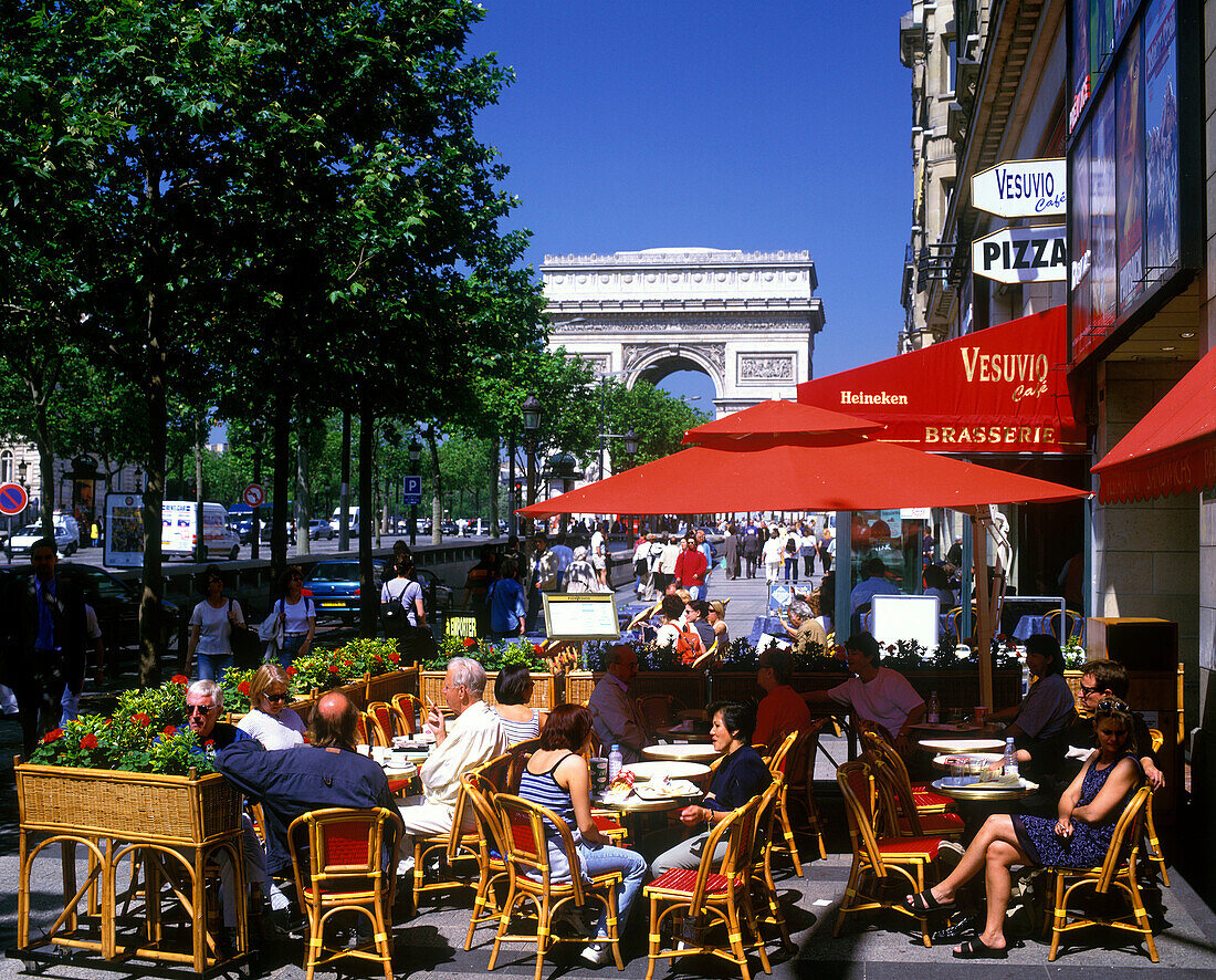 Street scene, Cafe, Champs elysees, Paris, France.