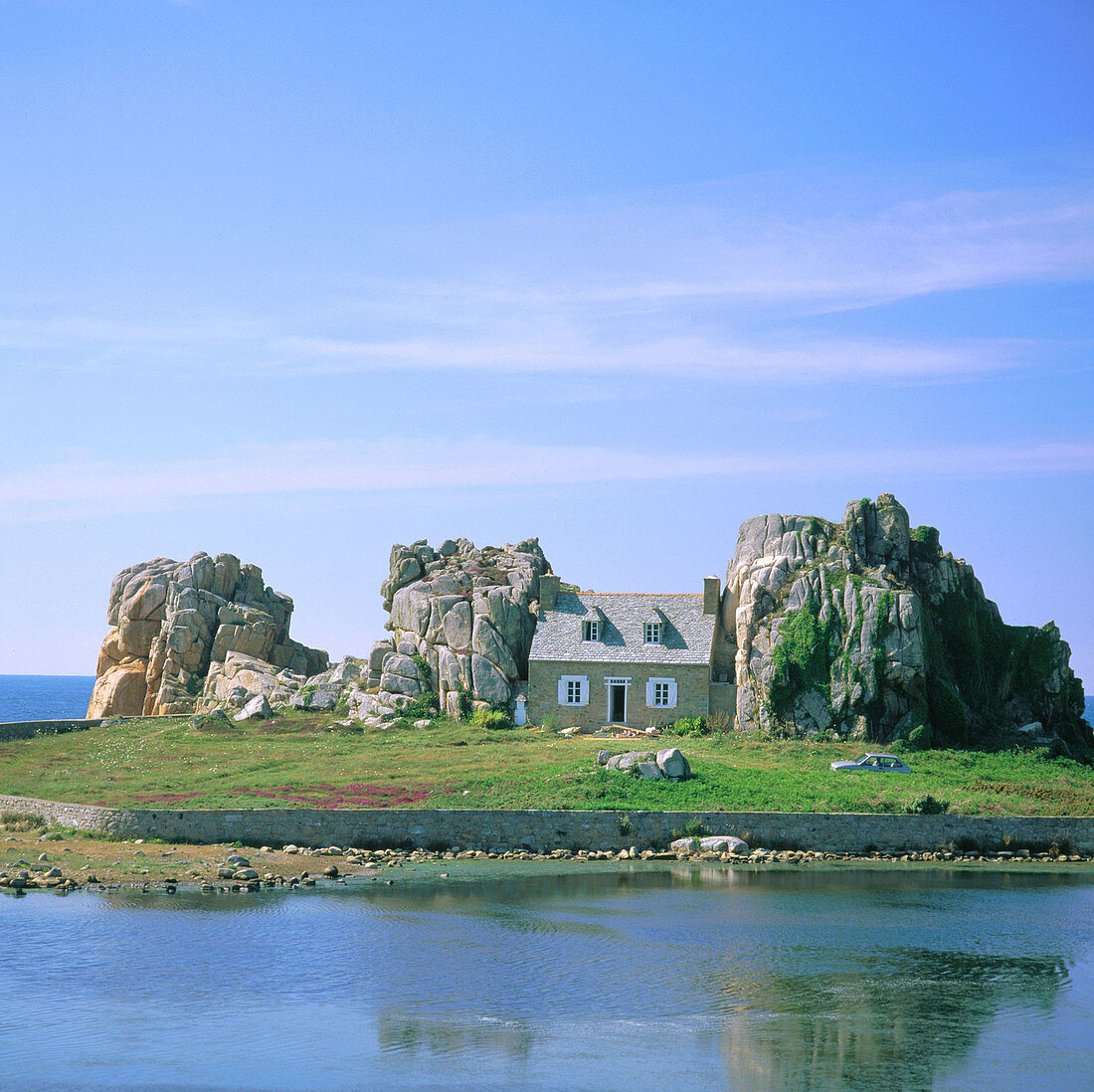 Castel Meur and rocks. Plougrescant. Bretagne. France