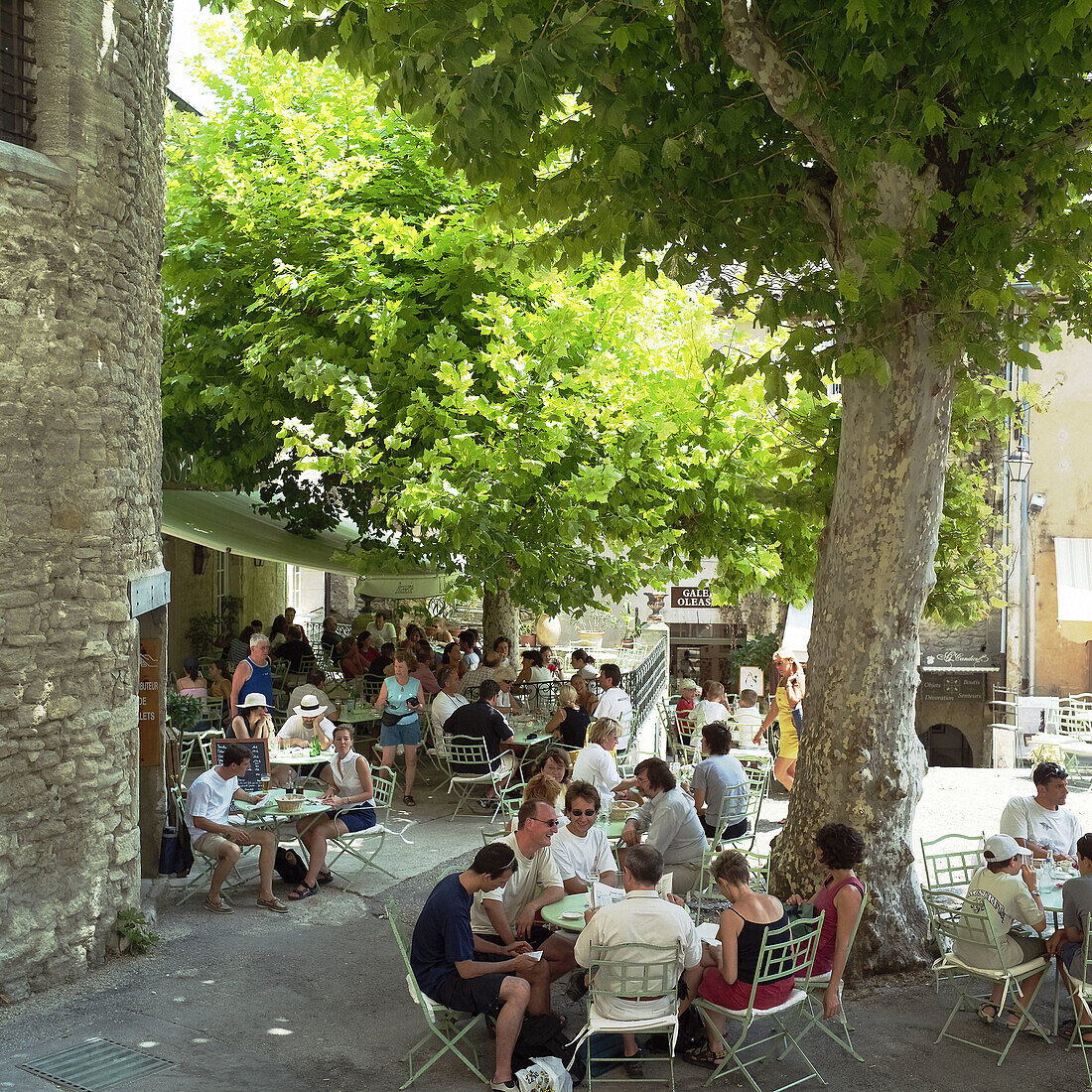 Restaurant terrace. Gordes. Vaucluse, Provence. France.