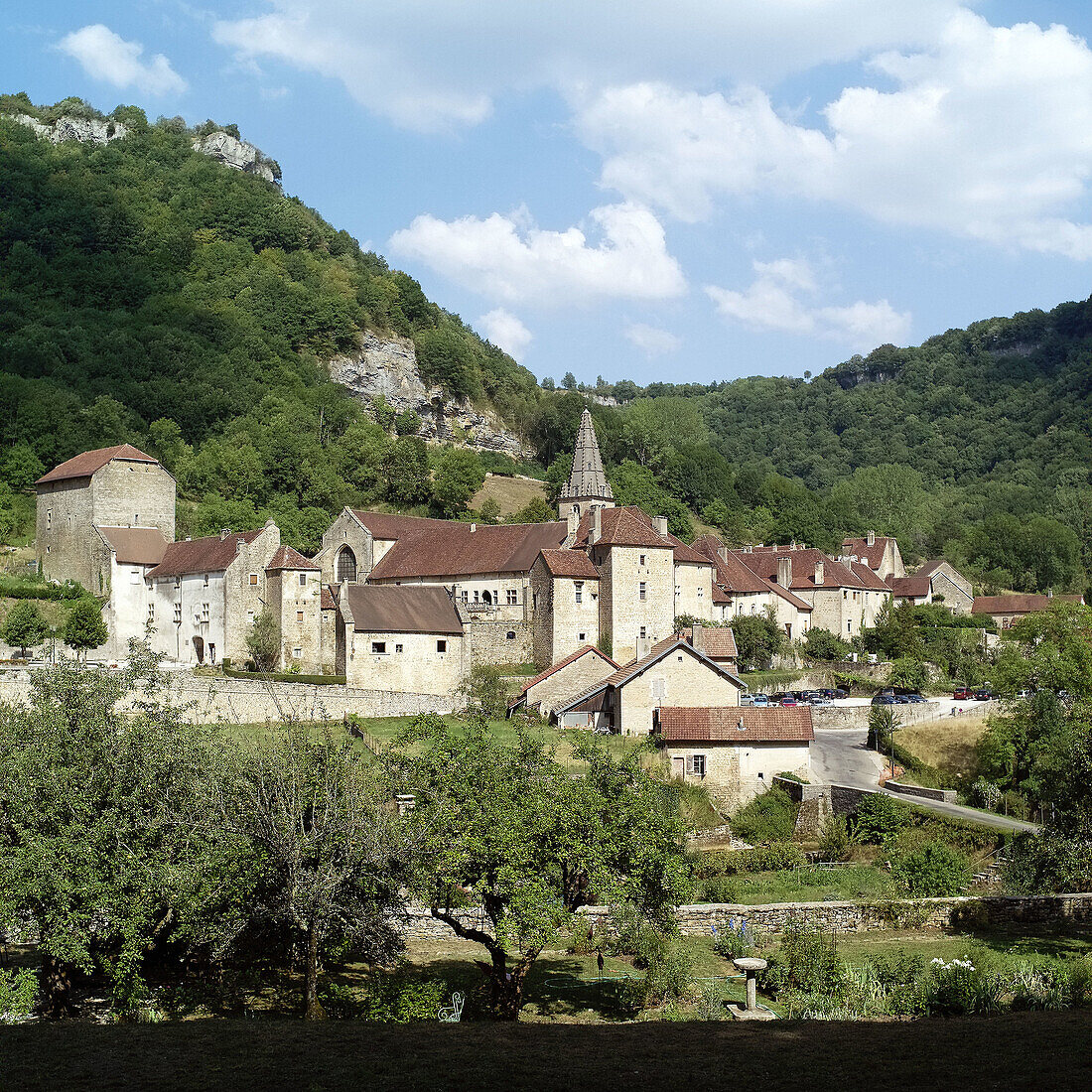 Beaume-les-Messieurs, village and Abbey. Jura. France.