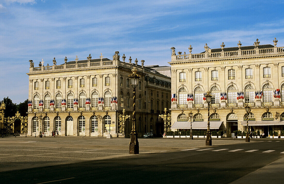 Opera house and Grand Hotel de la Reine. Place Stanislas. Nancy. Lorraine. France.